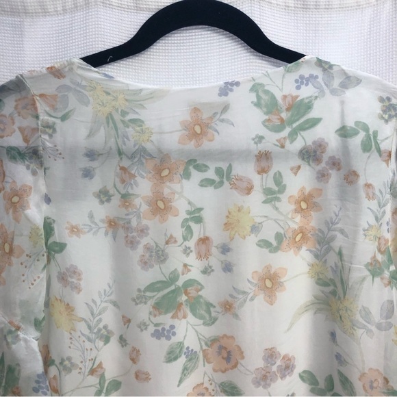 - Giusy 100% Silk White Floral Sheer Boho Blouse Small romantic - Picture 10 of 10